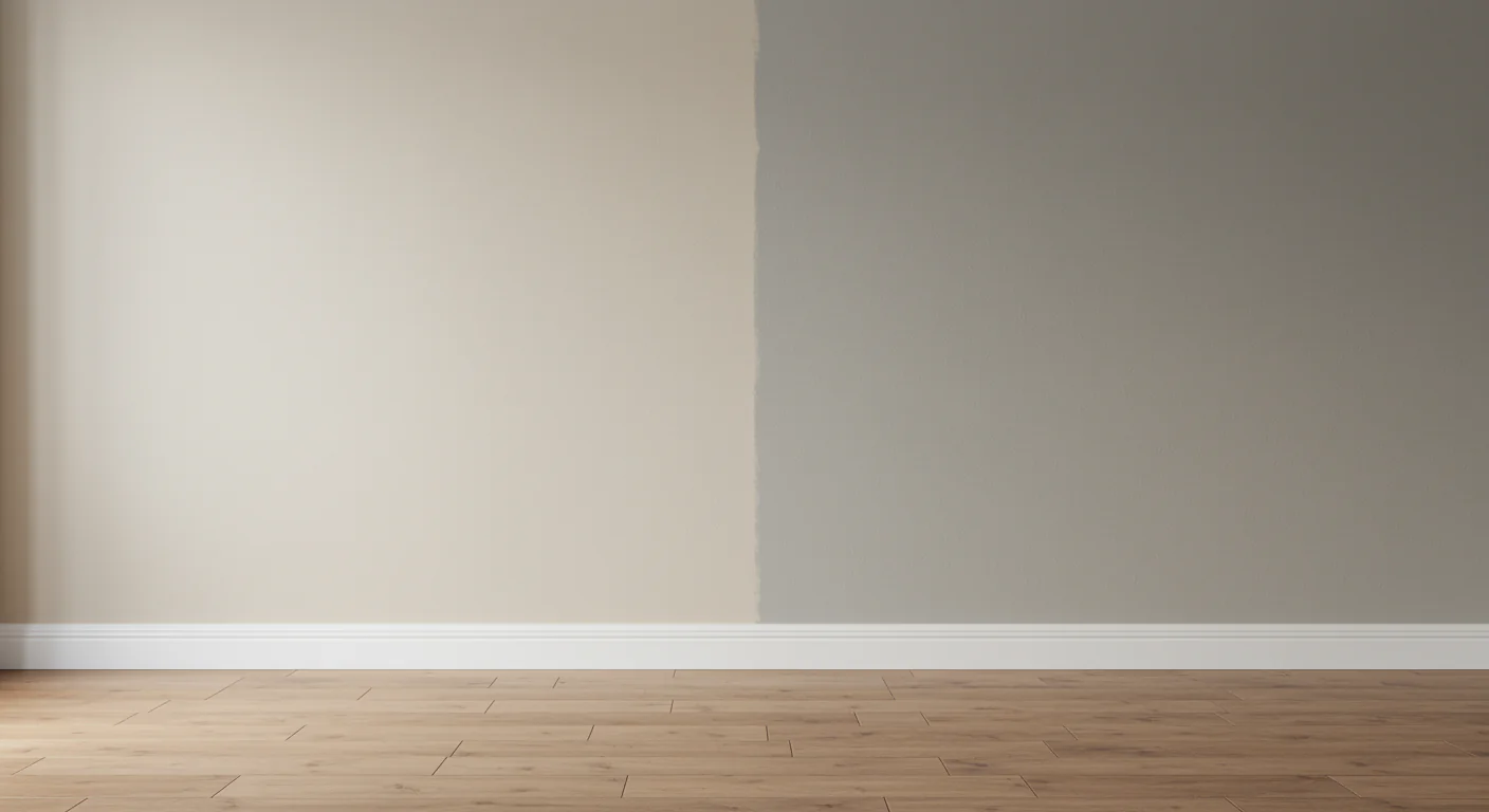 pristine painted living room wall with smooth finish and white trim after handyman interior painting service